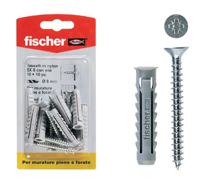 Tassello+Vite FISCHER  8 mm. SX (blister 10 stop) standard