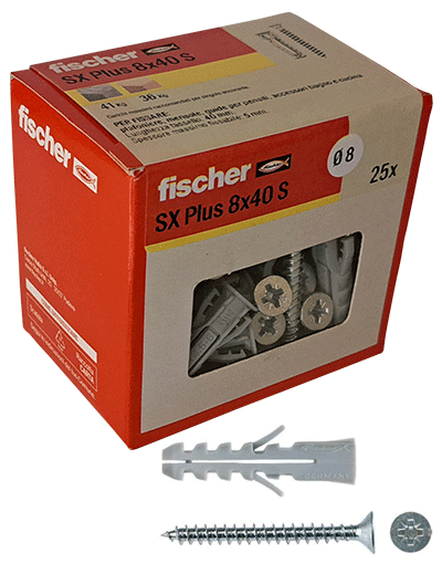 Tassello+Vite FISCHER  8 mm SX (scatolina 25 stop) standard